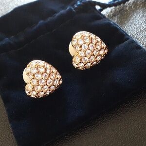 Authentic Swarovski Crystal Swan Stamped Clip Earrings Q122